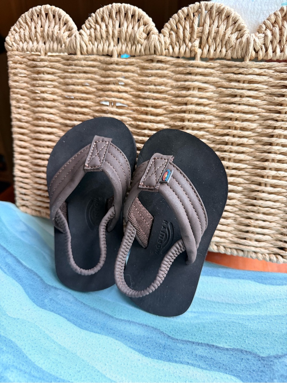 Rainbow Toddler Flip Flops in Brown and Black
